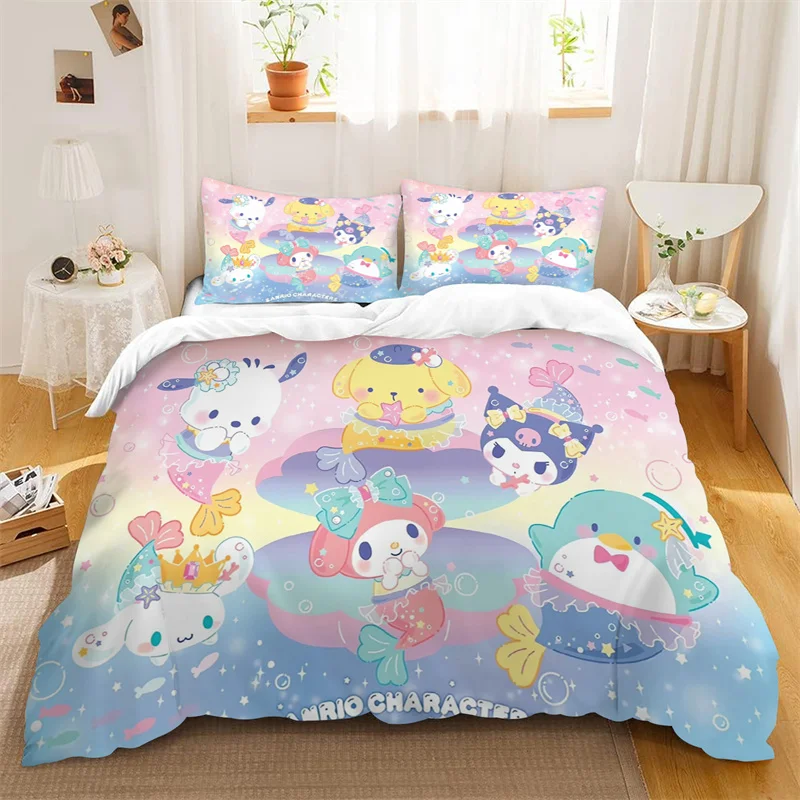 

Duvet Cover Kuromi Melody Family Children's Room Decoration Single Double Multiple Sizes One Quilt Cover Two Pillowcases