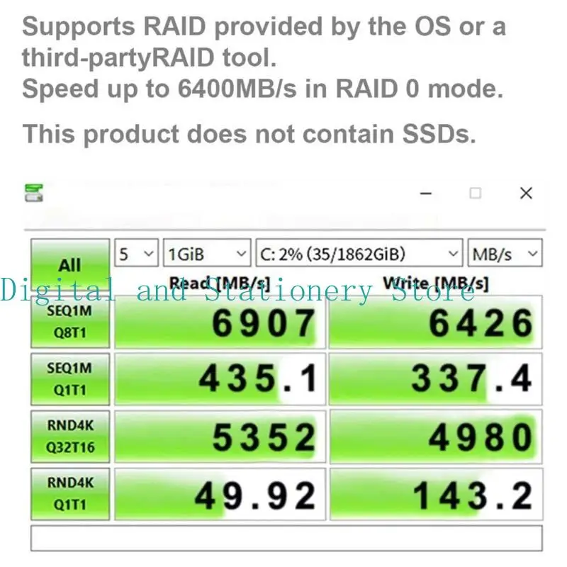 

Y1UB 4 слоты PCIE4.0 x16 до M.2 M-Key NVME x 4 SSD CARD CARD 64 Гбит / с Скорость передачи 6400 Мбит / с и записать