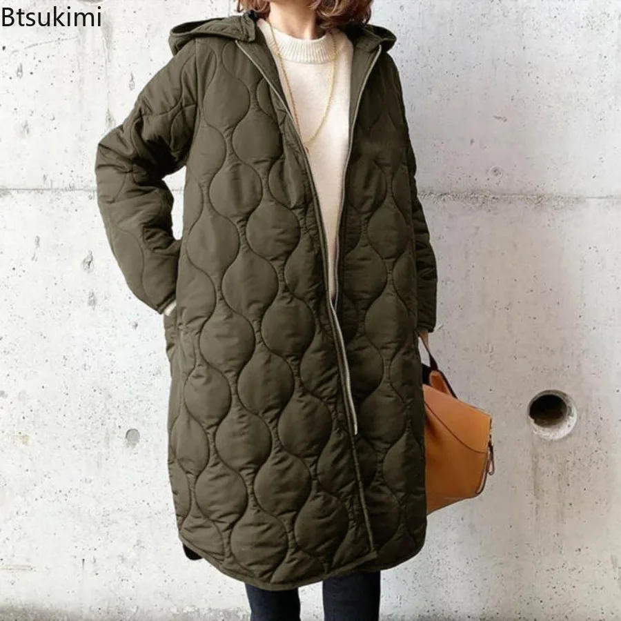 New 2025 Women's Winter Warm Oversize Long Parkas Hoodies Cotton Padded Jacket Vintage Fashoin Long Sleeve Coat Thick Overcoat