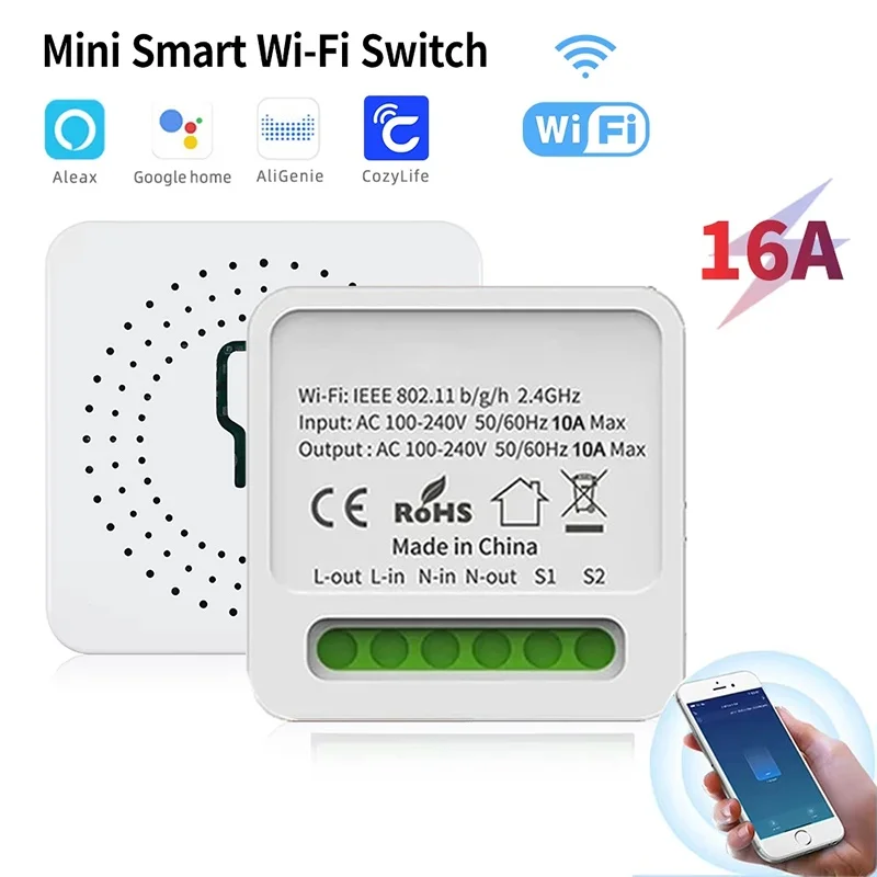 

Tuya Smart Wireless Switch 16A 2 Way Remote ControlSwitches Mini Smart Breaker Smart Life Work Control Support Alexa Google Home