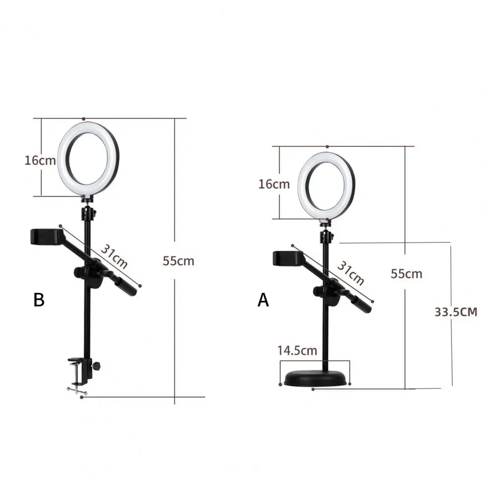 Metal Mobile Camera Holder Phone Stand With Fill Light Overhead Shot 360 Degrees Rotation Multi-angle Adjustment Dimming