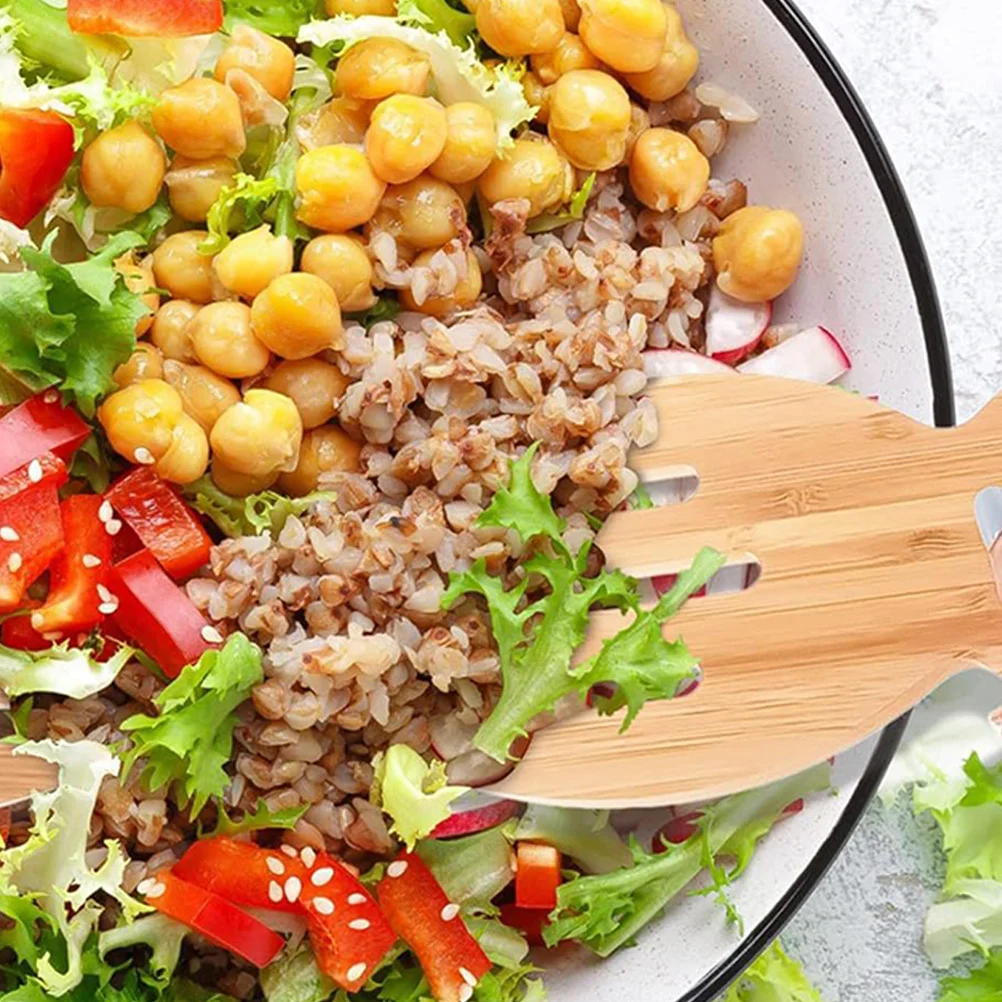 

2pcs Wooden For Cooking Spoon Tossing Mixing Serving Pasta Salads Cooking Utensils Serving Fruit Kitchen Tools