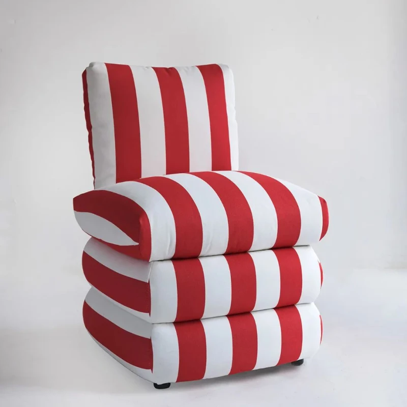 

S69 single person sofa, zebra striped armrest, minimalist balcony, three proof fabric, small living room