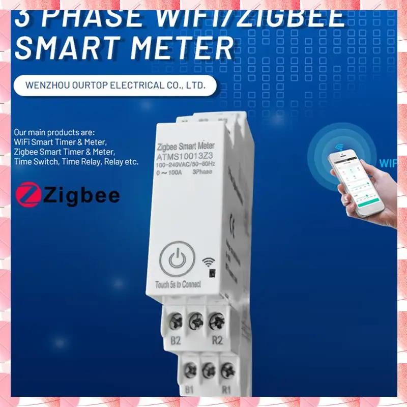 JAJA Zigbee Three-Phase Energy Meter 100-240V Mobile App Remote Control Household Multifunctional Rail Energy Meter