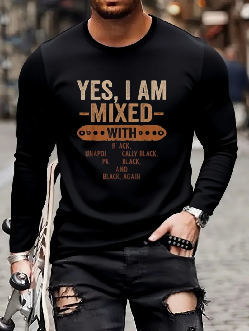 

2025 Autumn and Winter Round-neck Hoodie Mens 100 Oversized Long Sleeve Funny Yes Mixed Is for Both Men and Women Top