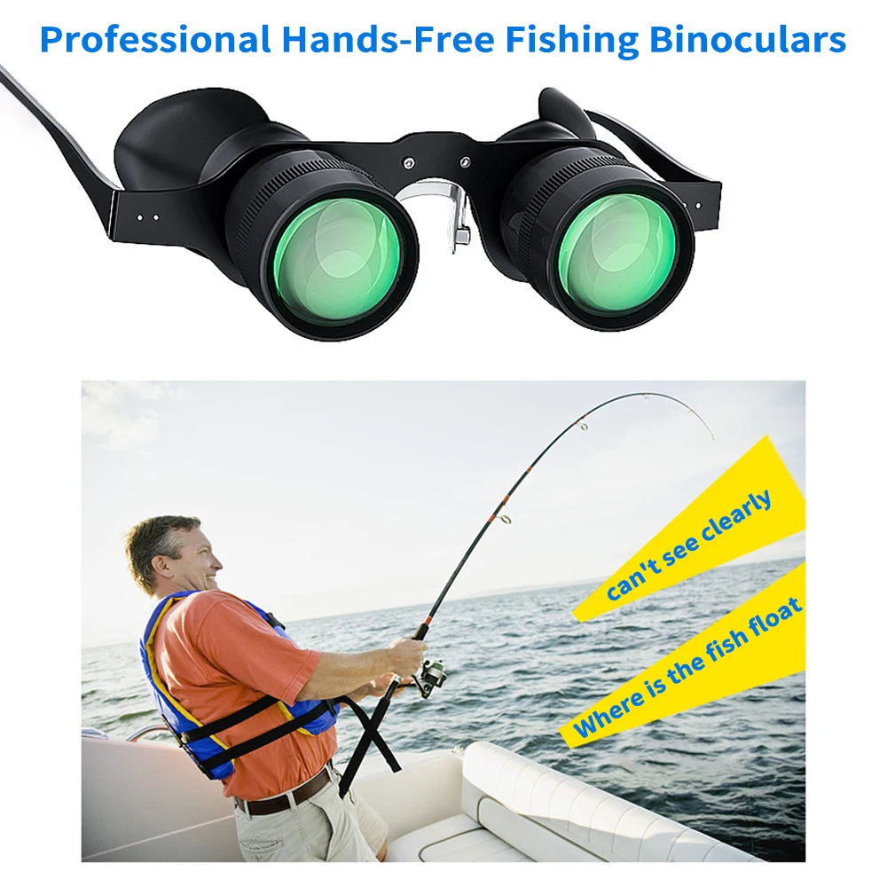 Fishing Binoculars Hands-Free Fishing Binoculars Portable Telescope Focal Length Adjustable for Bird Watching Sports Concerts