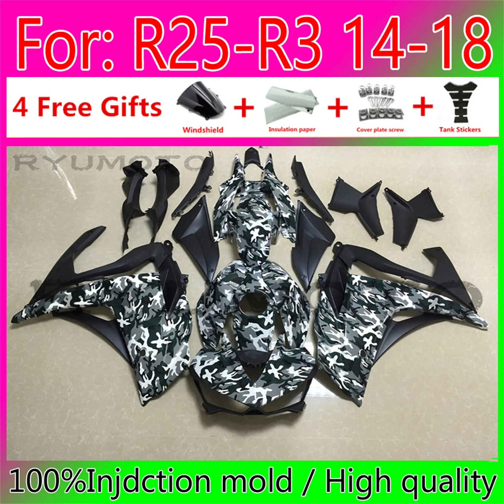 

New ABS Motorcycle Full Fairings Kit Fit For Yamaha YZF R3 2015 2016 2017 2018 YZF R25 15 16 17 18 fairing
