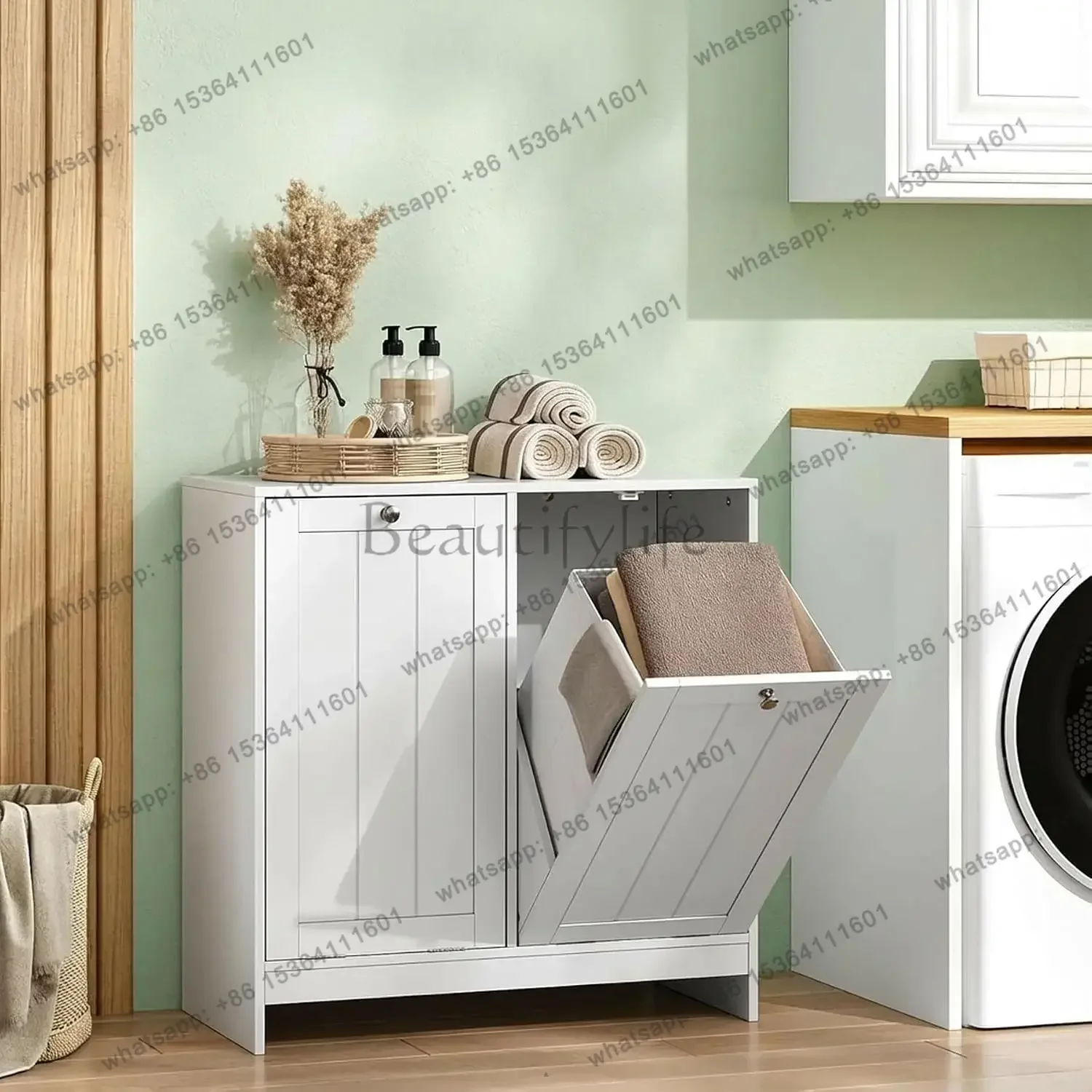 Factory Direct Laundry Hamper Cabinet Double Tilt Out Laundry Hamper 11.8 Gallon Hidden Laundry Storage , Customized