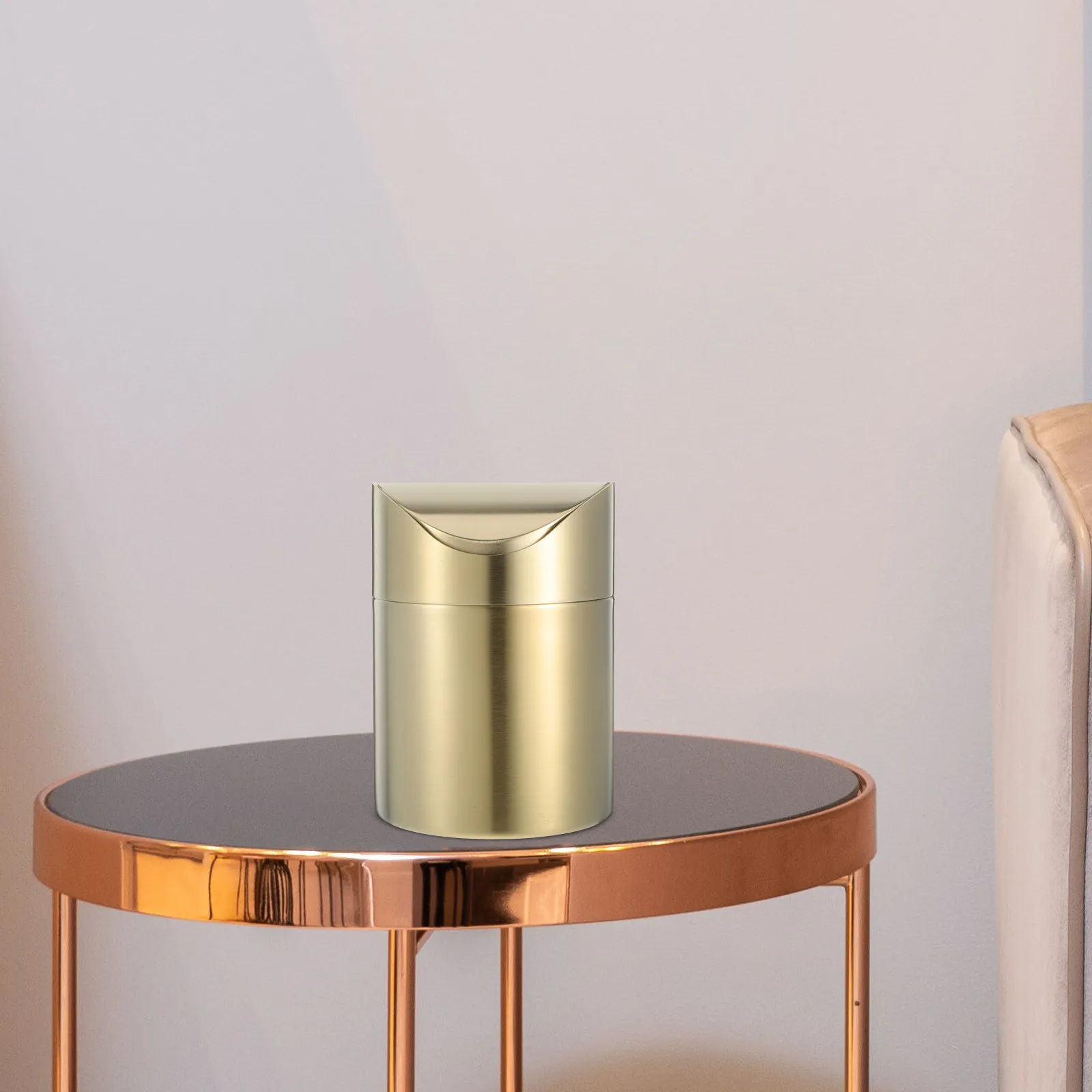 

Small Stainless Steel Garbage Can Mini Trash Bin for Countertop Desktop Bathroom Office Waste Paper Basket Desk Trash Can