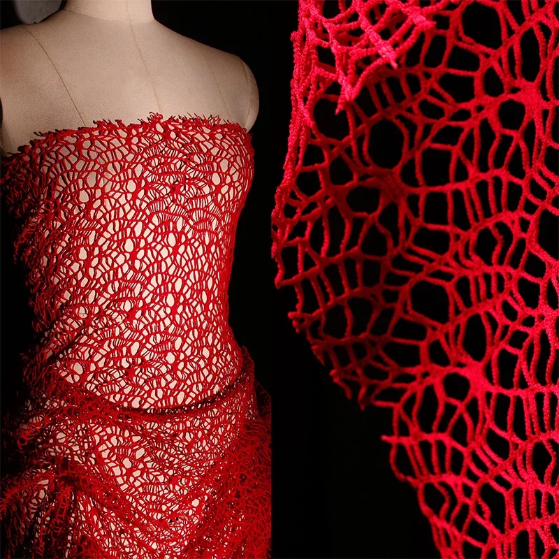 

1m Irregular Shaped Hollowed-Out Fishing Net Fabric Creative Large Mesh Cloth for Fashion Clothing DIY Sewing Designers Fabrics