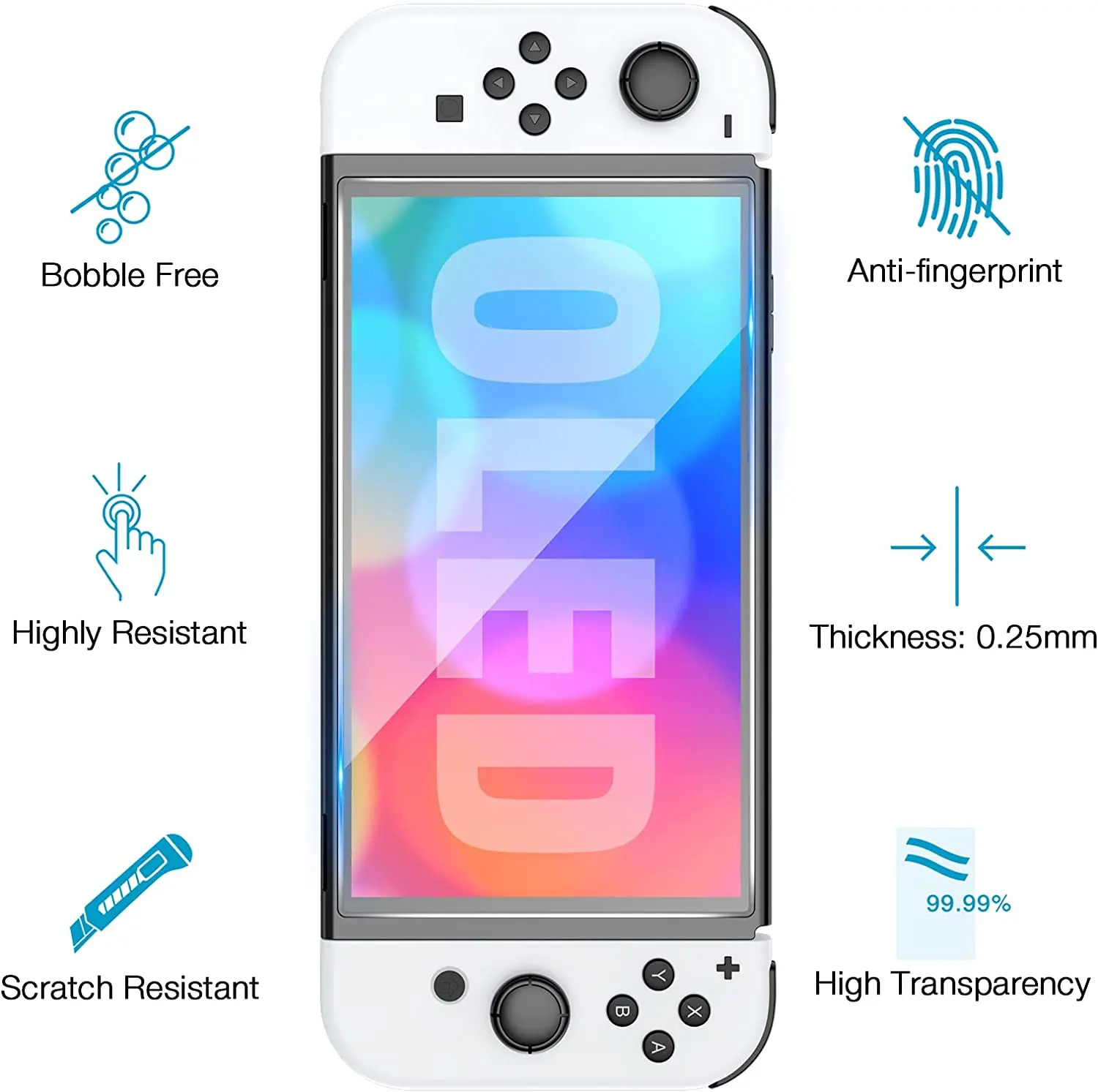 HEYSTOP Screen Protector for Nintendo Switch OLED Model Clear Protection Film,Anti-Scratch,Bubble-Free Glass Film 0.25 mm