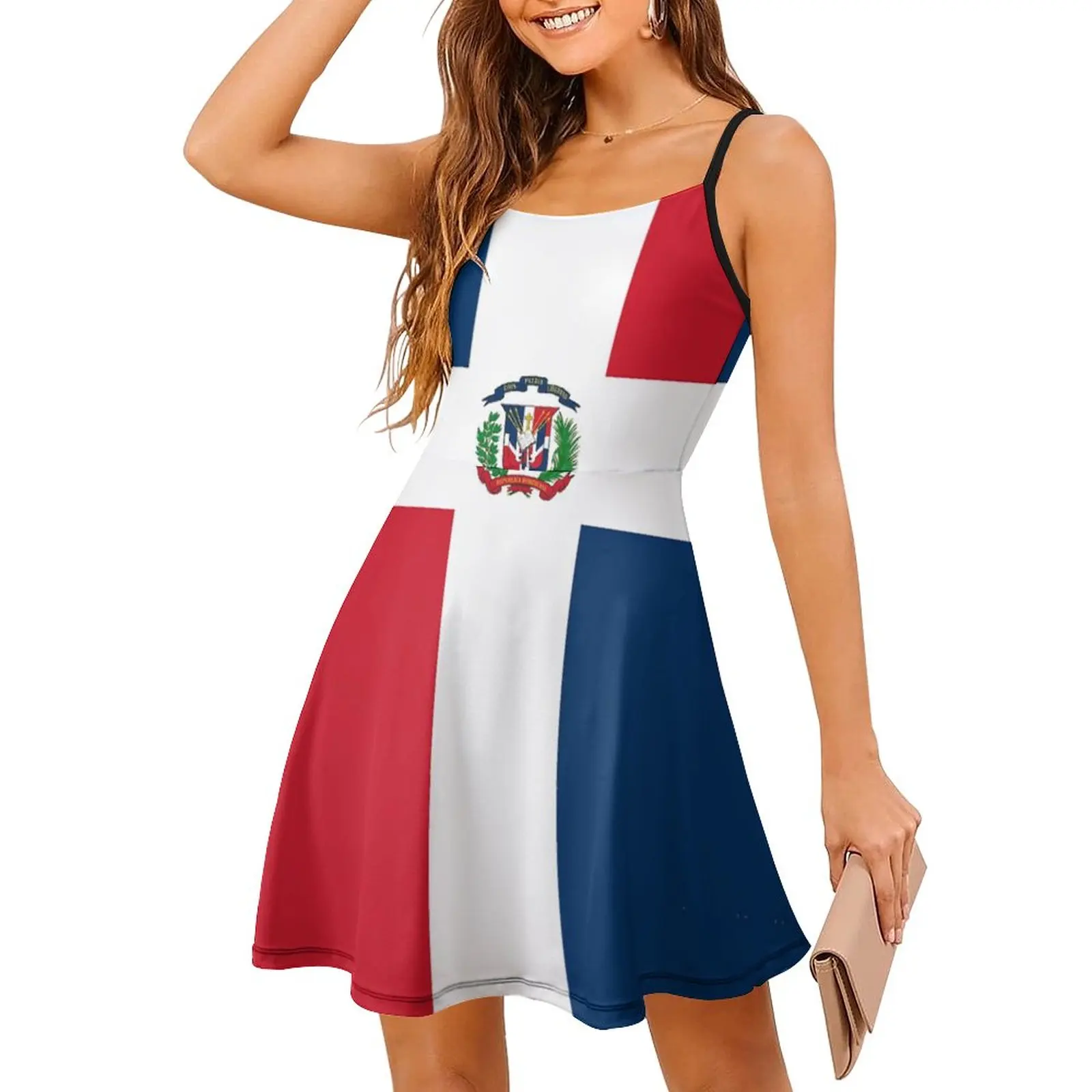 

Dominican Republic Flag Duvet Sticker T Shirt Cell Phone Case Women's Sling Dress Humor Graphic Strappy Dress Graphic Vintage Se