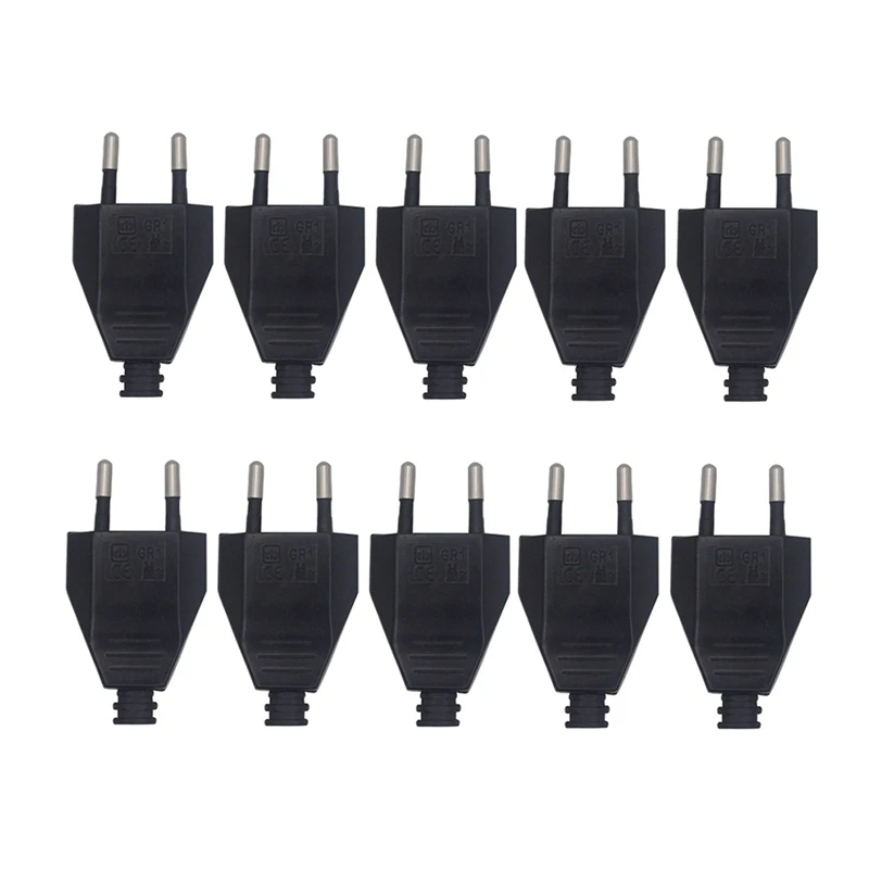 4.0Mm Rewireable Power Plug Male Electric Outlets France Germany Adapter Extension Cord Connector Plug EU Plug 10Pcs