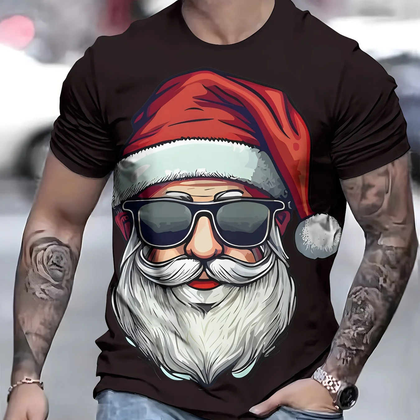 Christmas 3D Santa Claus Print T Shirt For Men Casual Short Sleeve Tee Shirts Fashion O-Neck Top New Year Gift Oversized T-Shirt