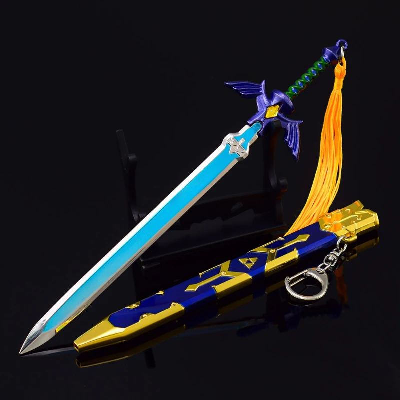 22cm/8.66in Link Master Sword keychain With Scabbard Tears of the Kingdom Game Peripheral Cosplay Sword Weapon Models Toys Gifts