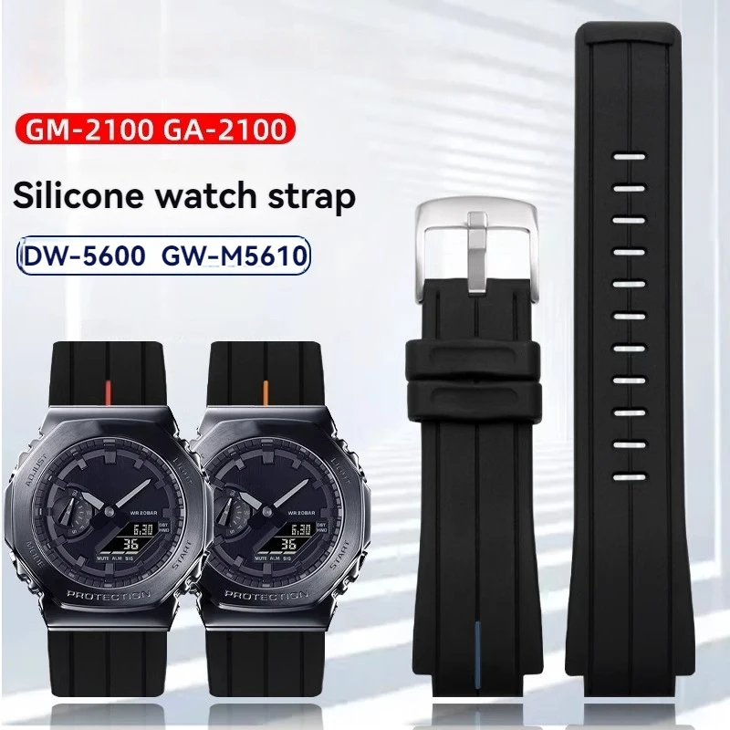 For Casio GA-2100 GM-2100 GA2100 Rubber Silicone Watch Strap W5600 GW-B5600 GW-M5610 Waterproof Sports Bracelet 16mm Wristband