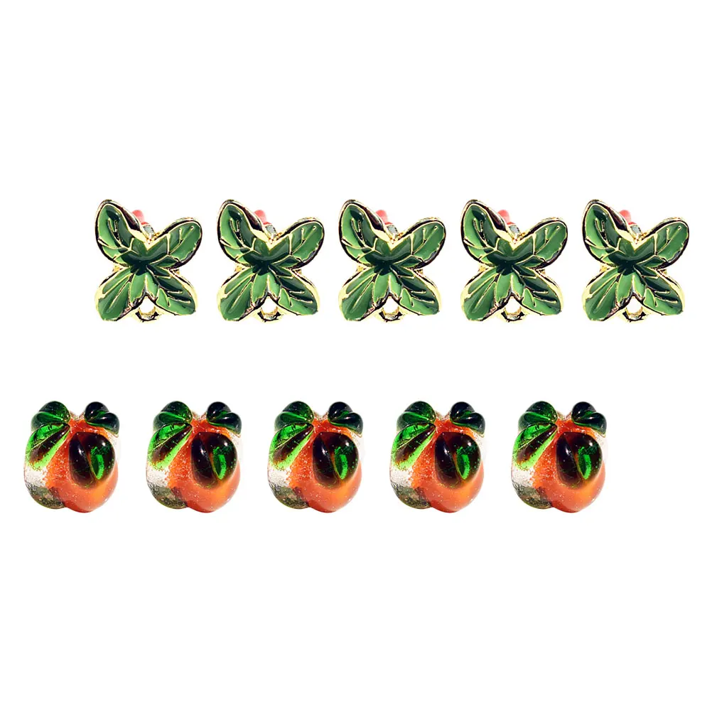 

10pcs Persimmon Jewelry Accessories Retro Bee Glass Pendants Straight Hole Earrings DIY Bracelet Supplies Lightweight