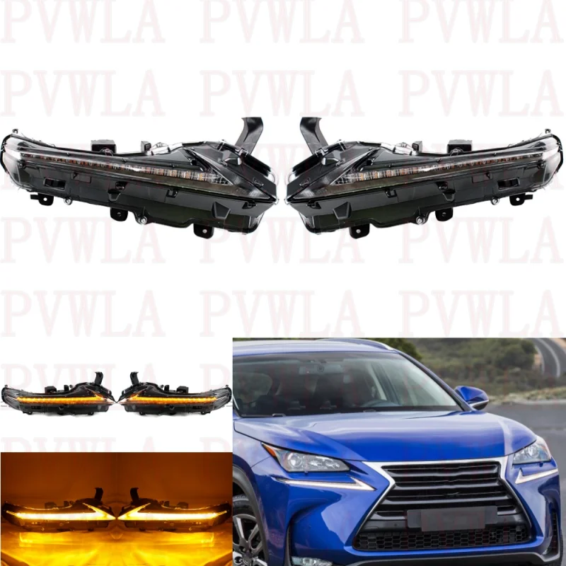 Pair LED DRL Daytime Running Lights Lamp For Lexus NX200t NX300 NX300h 2015 2016 2017 2018 2019 2020 2021