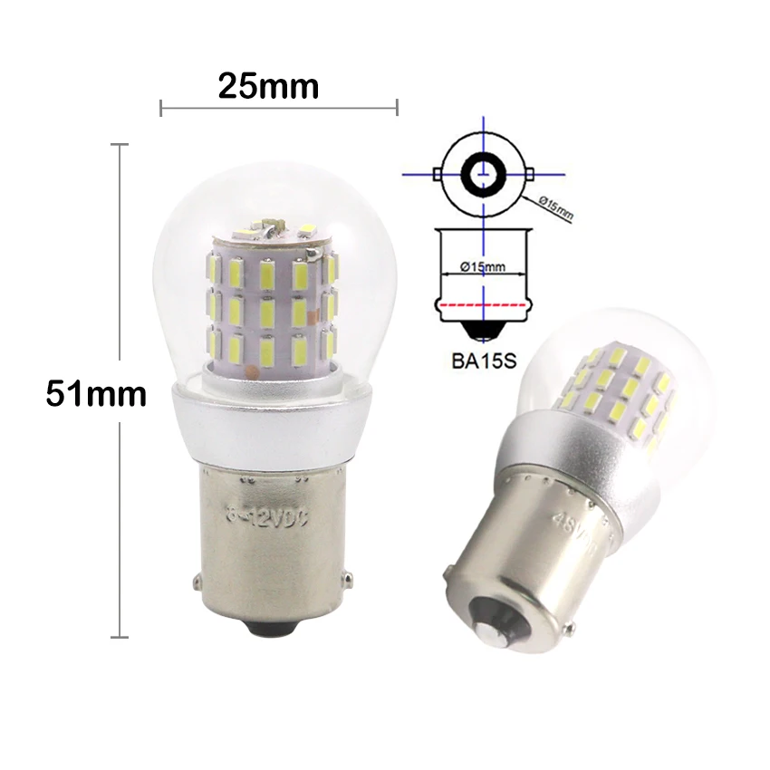 S25 P21W LED P21/5W Bulbs 6V 12V 24V 48V Light Navigation BAY15D Lamp Parking Ship Source Pack of 2