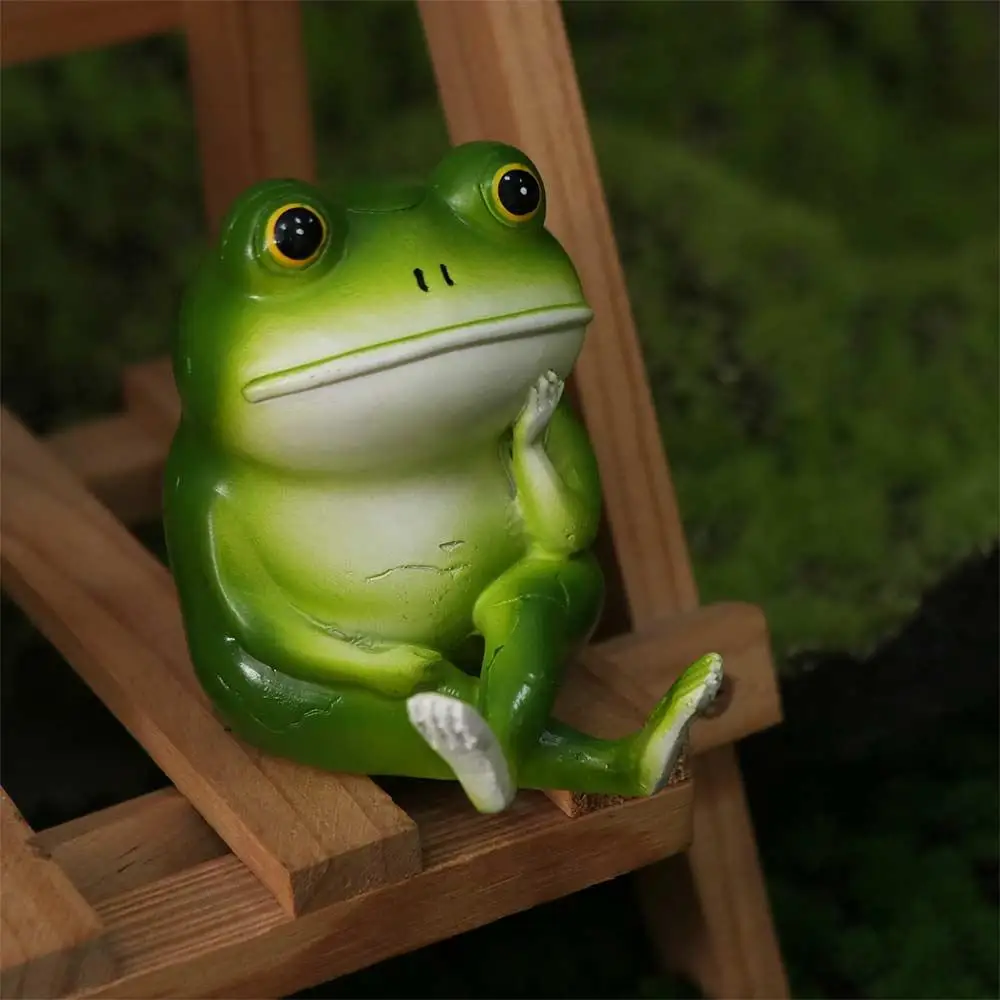 

Funny Cartoon Think Frog Figurine Resin Crafts Cute Small Frog Statue Handicraft Animal Ornament Living Room Bedroom