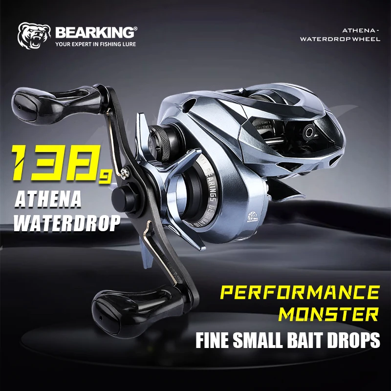 BEARKING Athena Waterdrop Wheel 138g Ultra Light Carbon Fishing Scroll 8.2:1 High Speed Ratio Unloading Alarm Ceramic Bearings