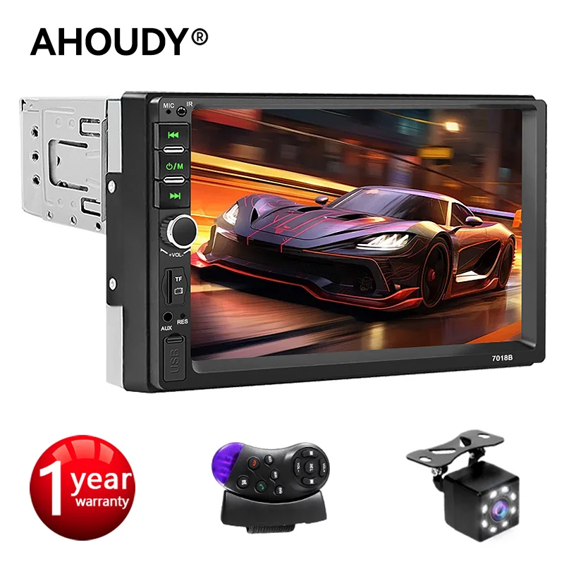 AHOUDY 7 inch1 DIN Vehicle Media Playback Device MP5 Player Mirrorlink Bluetooth Touch Screen FM USB AUX TF