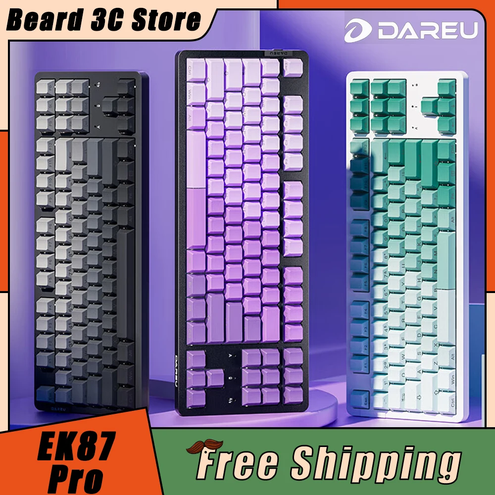 

Механическая клавиатура Dareu Ek87pro, три режима, низкая задержка, RGB, горячая замена, Беспроводная игровая клавиатура, прокладка, персонализированная, для ПК, геймеров, офисный подарок