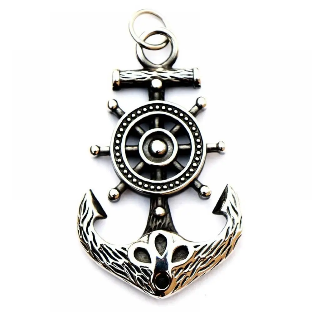 Mens Vintage Necklaces Male Navy Pirate Anchor Pendant Necklace Ship Rudder Necklace Personality Punk Sweater Chain Jewelry Gift