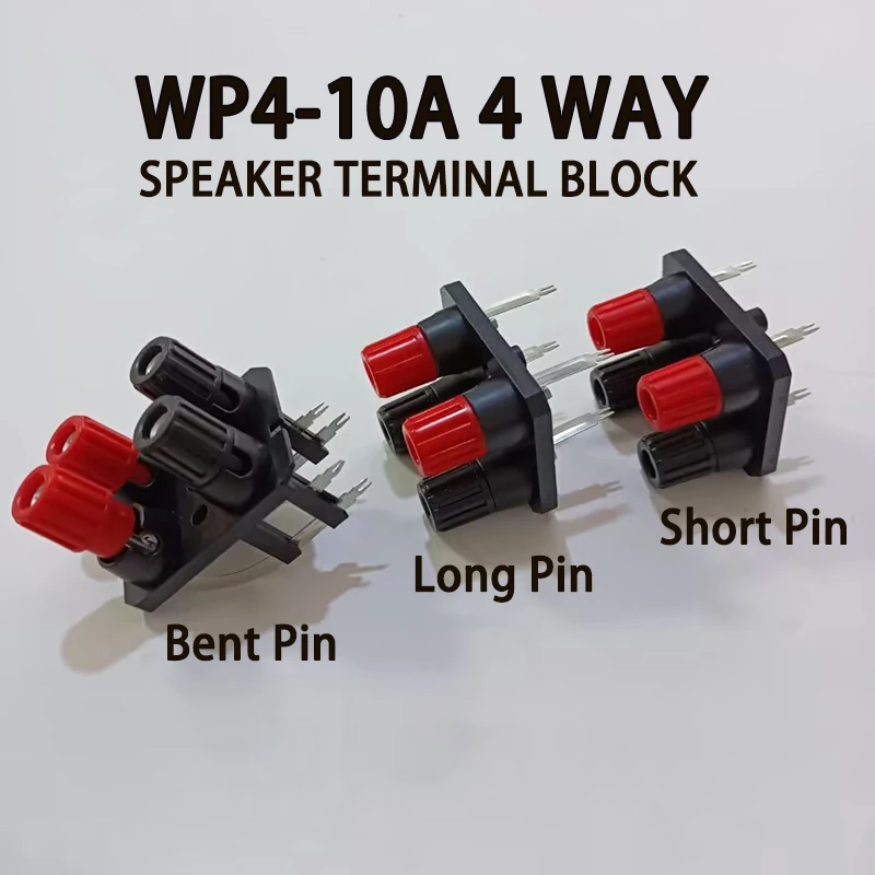 4-Position Bent Pin Speaker Binding Post WP4-10A, 4mm Banana Jack Socket, Audio Terminal Connector for Amplifier Speaker Box