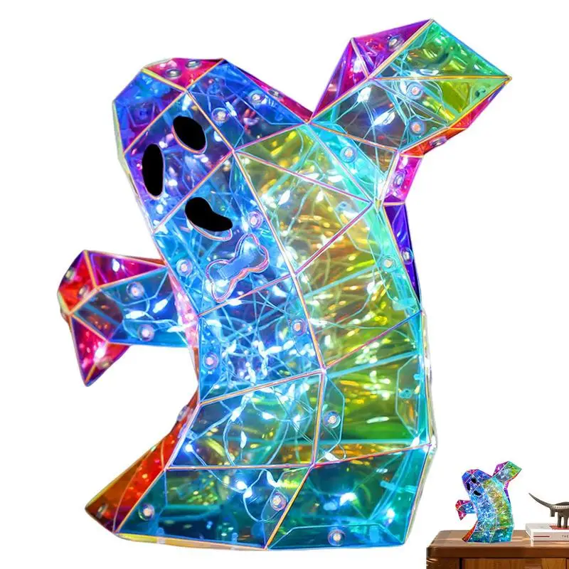 Halloween Table Ghost Lamp Rainbow Color Prism Ghost Figure Cute Bedside Table Lamp Kids Room Landscape Light For Holiday Use