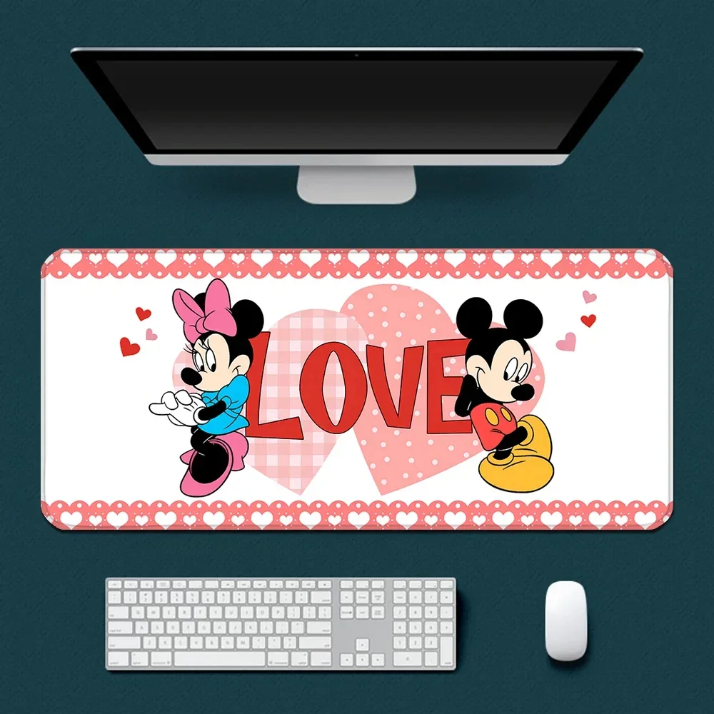 

Cartoon Pink Love Mickey Minnie Pu Leather Mousepad HD Printing Computer Gamers Girls Laptop Non-Slip Convenient Carry Mousepad