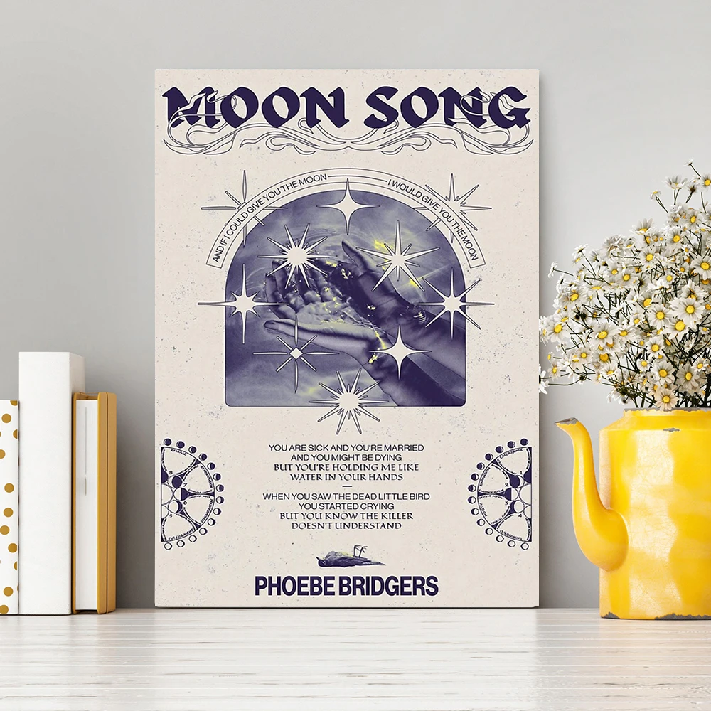 Moon Song Music Poster and Print Vinatge Canvas Painting Wall Art Picture Modern Family Bedroom Decor Murals