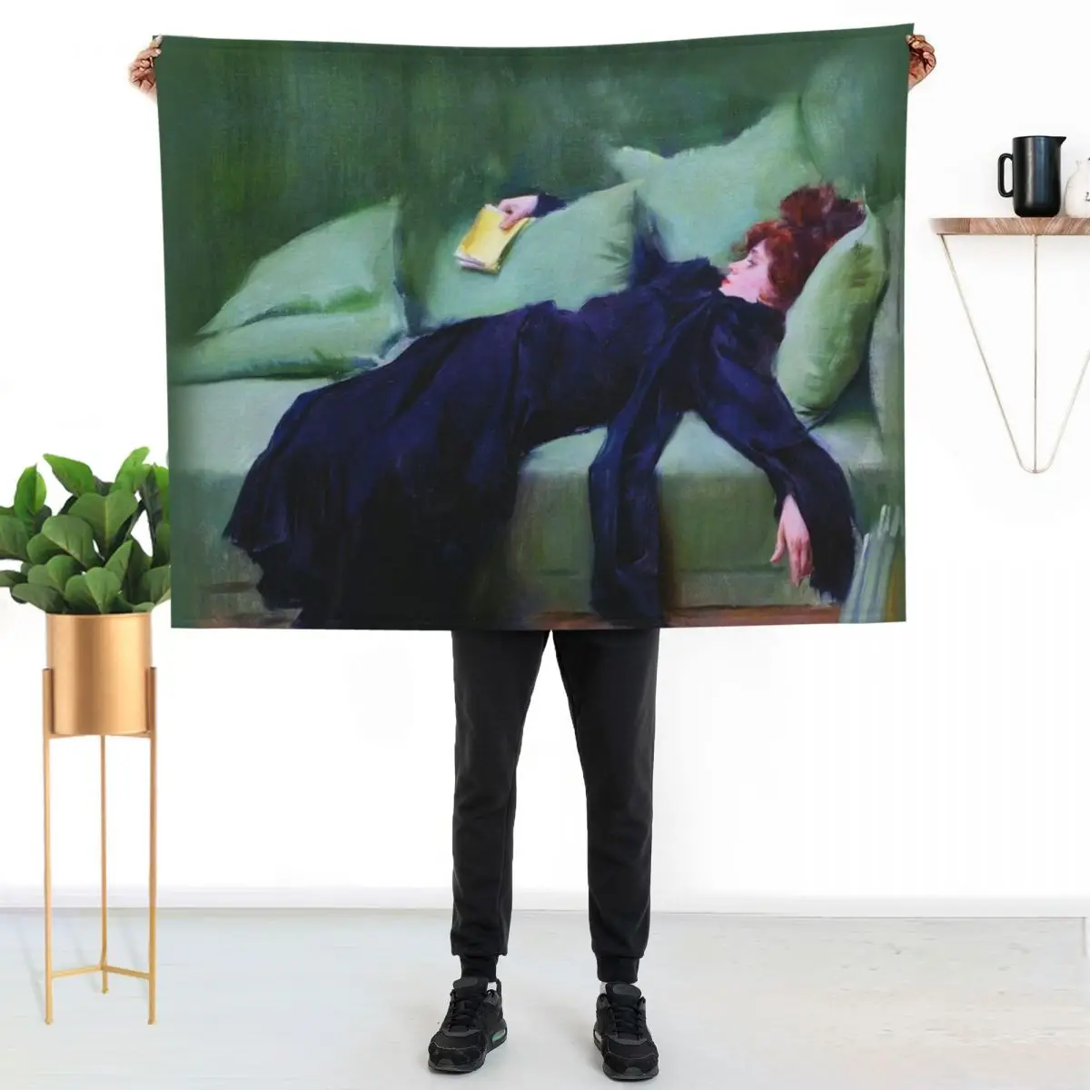 

Ramon Casas i Carbó - Decadent young woman After the dance Throw Blanket Plush Fuzzy Cozy Blanket for Couch Sofa