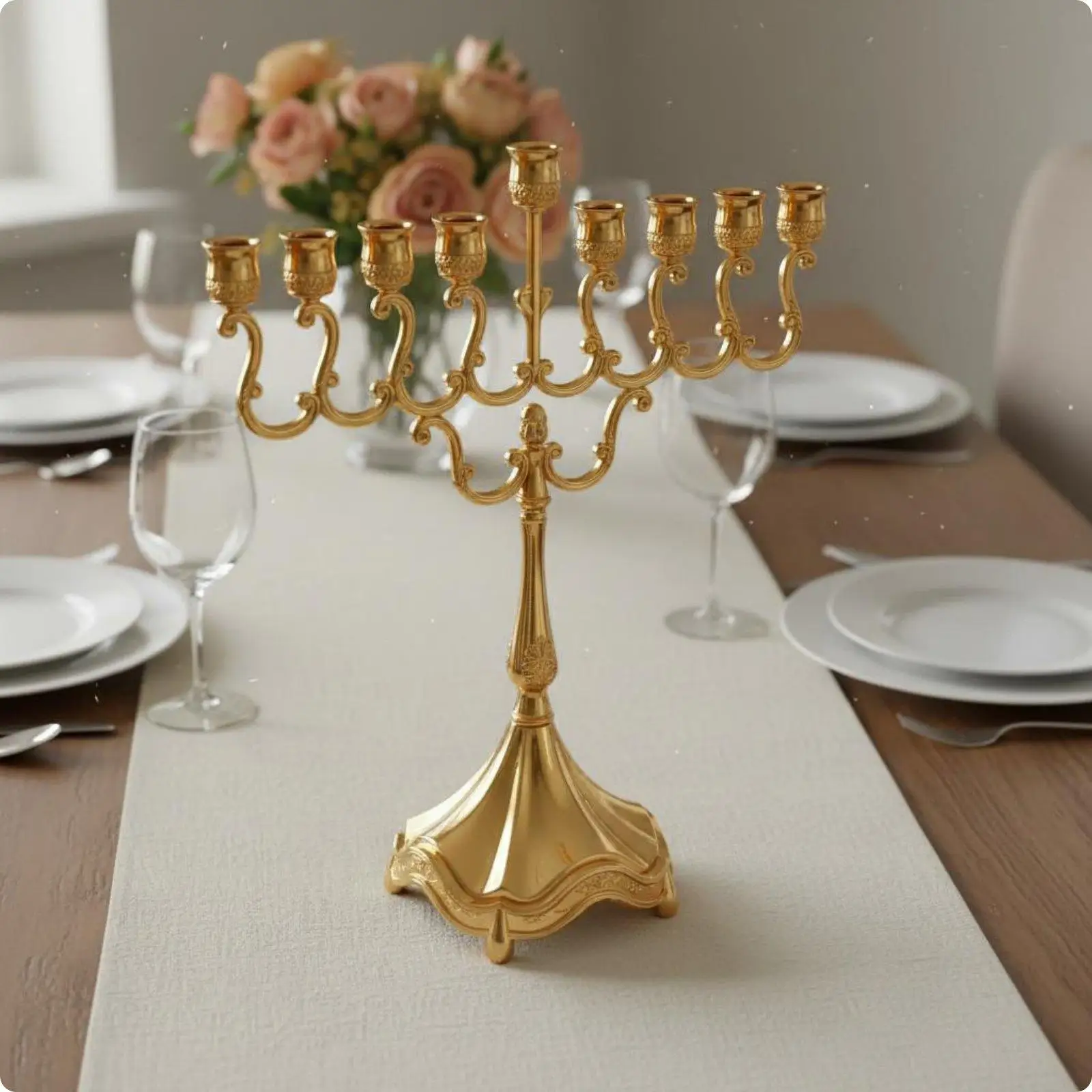 Large 9 Branch Metal Candle Holder Elegant Candelabra Wedding Table Centerpiece for Party Romantic Setting view 5