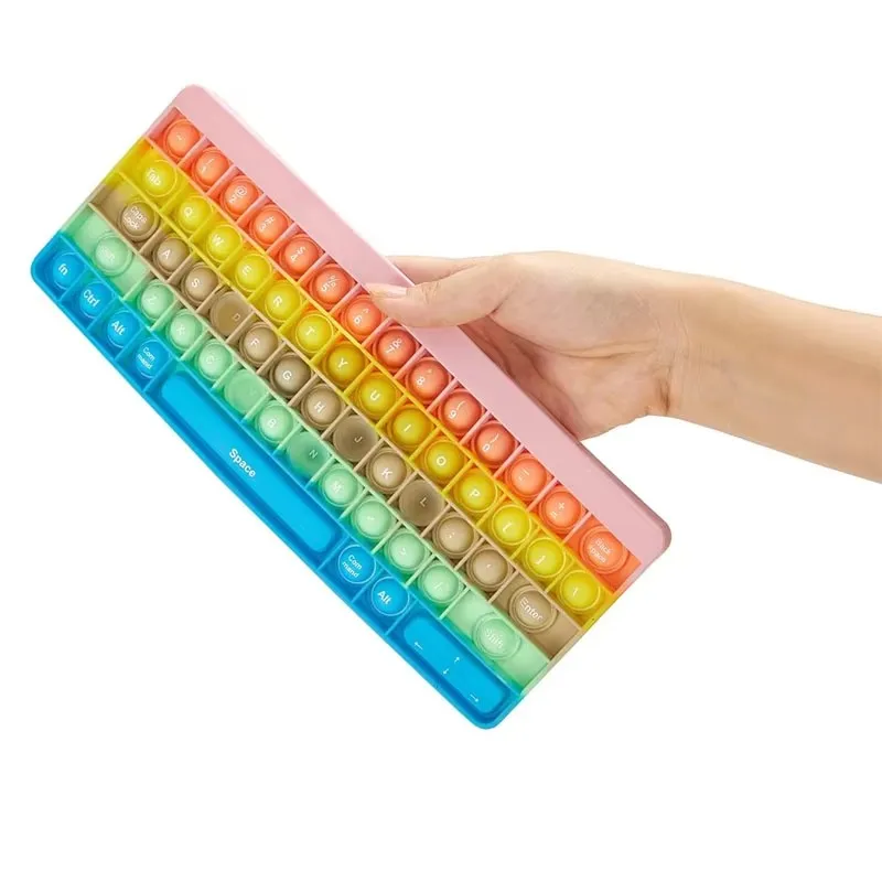 Push Bubble Fidget Sensory Toys Rainbow Keyboard Anxiety Stress Reliever Autism ADHD Toys for Kids Learning Materials Best Gifts