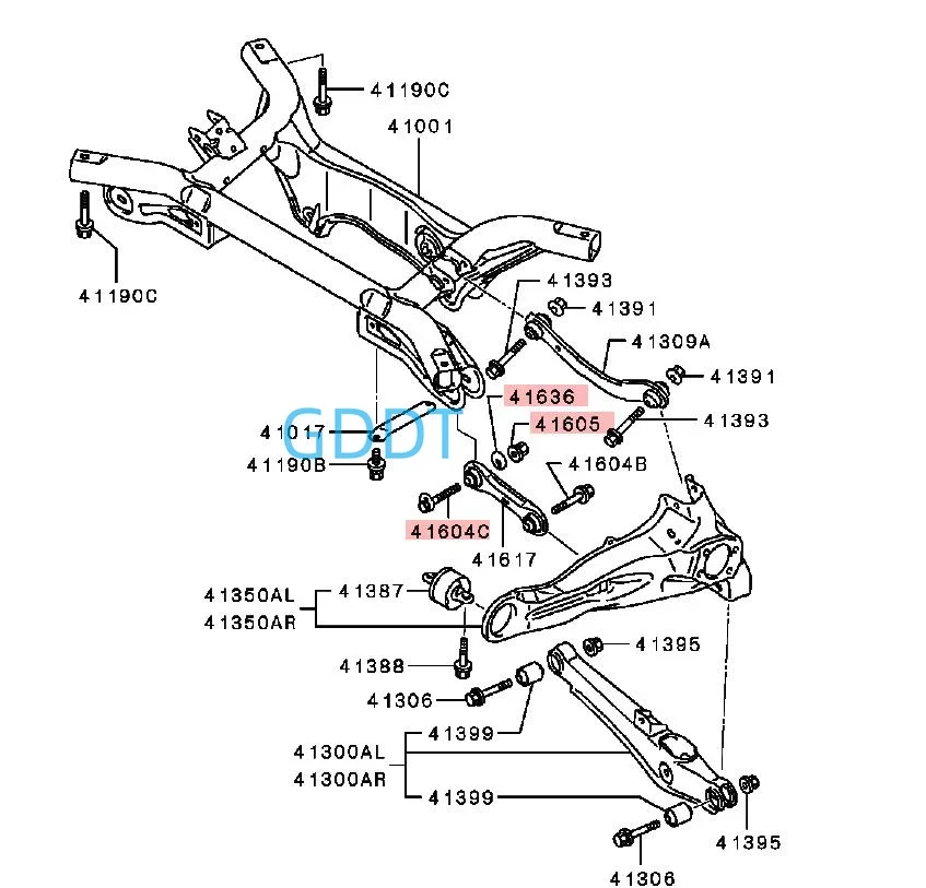 3 Pieces Suspension Lateral Arm Bolt Assy for Lancer CX CY CZ Rear Down Suspension Assist Link Bolt for Outlander CW 4117A018