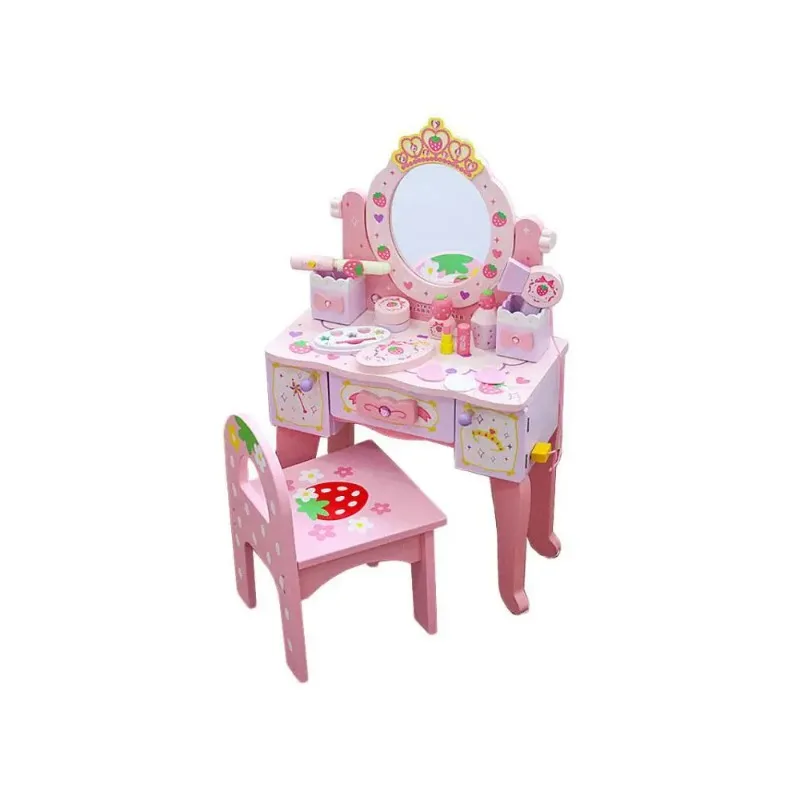 New children's simulation wooden dressing table princess makeup table play house girl storage jewelry box toy