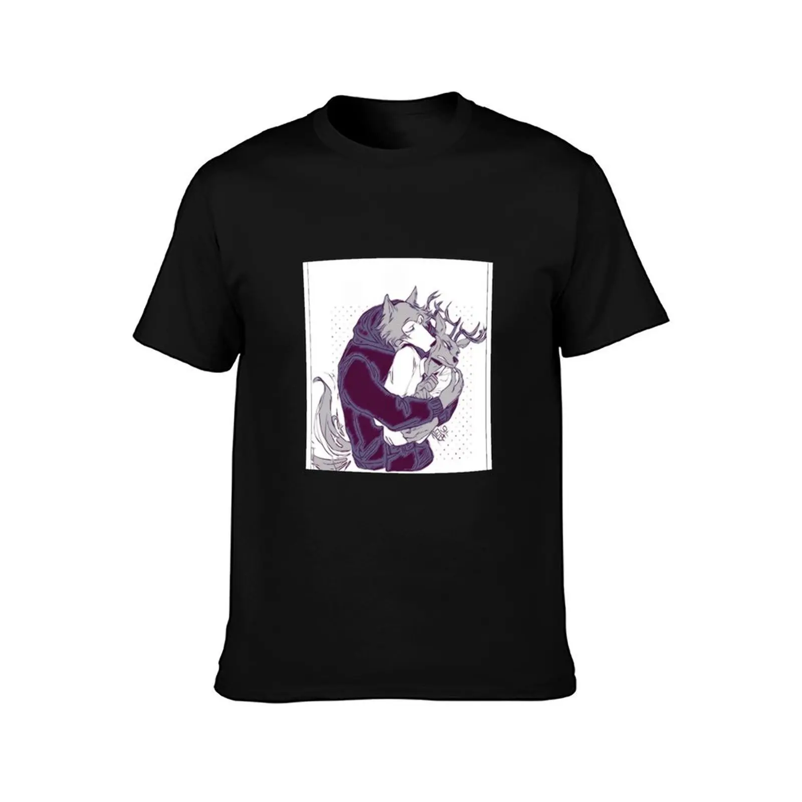 Beastars - Legosi and Louis (Sketch) T-Shirt Summer Casual Cotton Tee Oversized Streetwear Tops Vintage Graphic Print