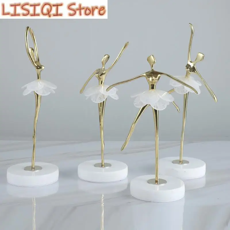 

New Creative Metal Figure Sculpture Ballet Girl Copper Handicraft Ornament Ballet Action Statue Decoration Decorative Figurines