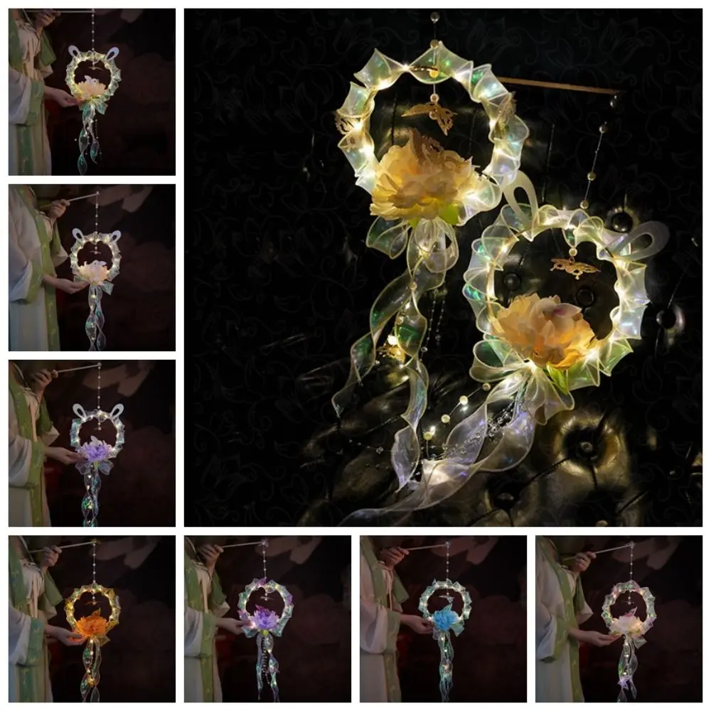 

With LED Light Mid-Autumn Lantern DIY Materials Handmade Good Luck Chinese Style Lantern Lamp Luminous Blessings