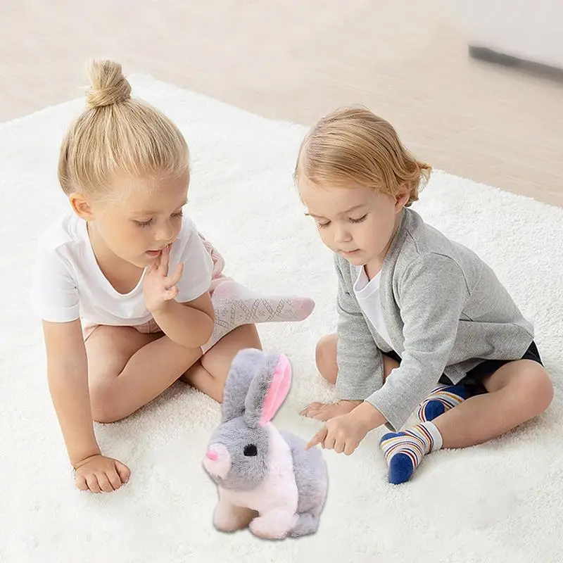 Peluche eléctrico interactivo de conejito para niños, peluche juguete de hecho a mano, Animal de peluche suave, conejo, Robot de peluche, decoración de Ester para el hogar