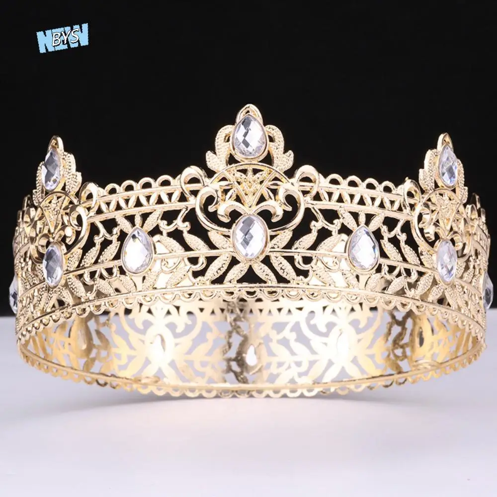 

Rhinestone Baroque Pageant Crowns Cake Decorations Luxury Crystal King Crown Headpieces Round Queen Princess Tiara