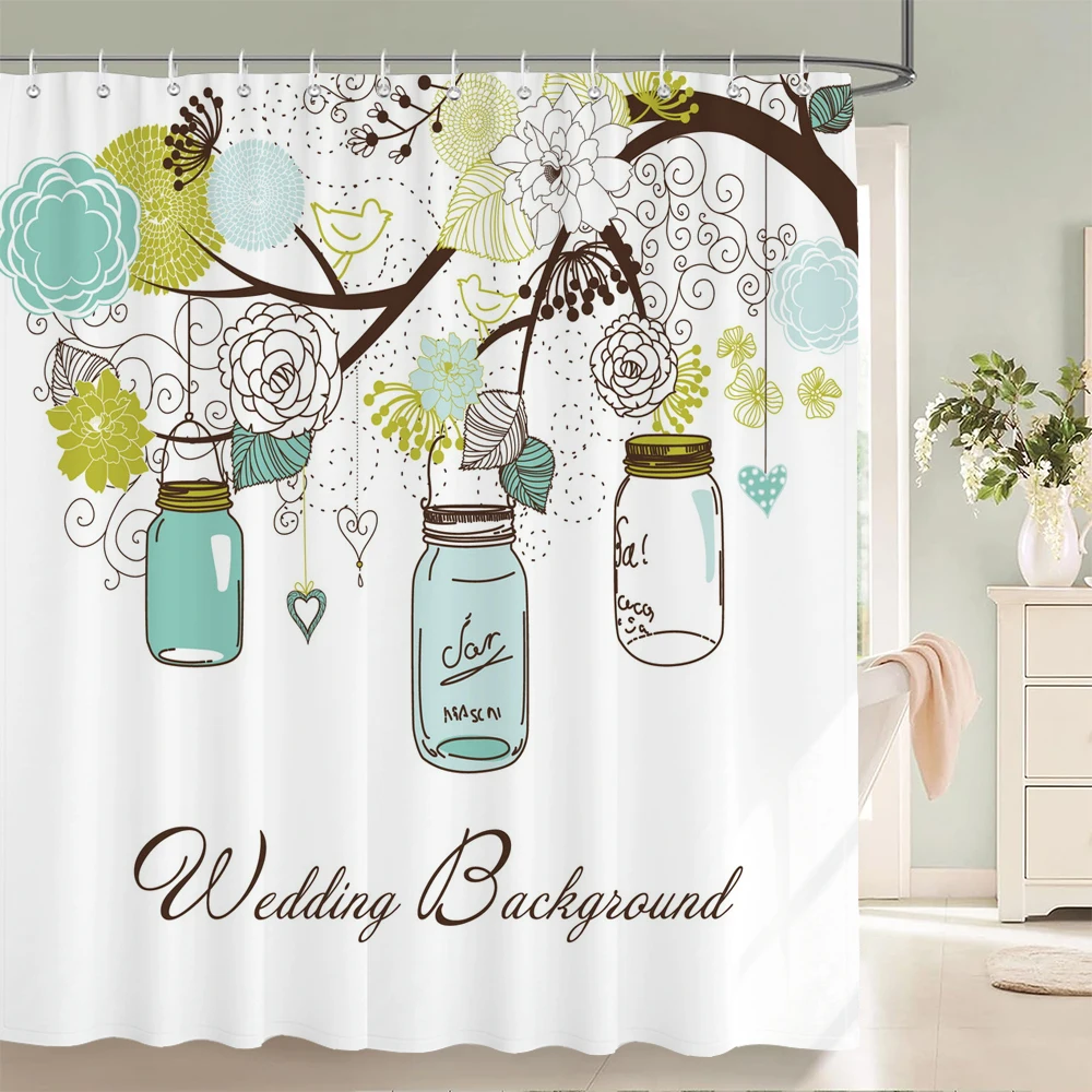 

Home shower curtain for bathroom waterproof fabric modern minimalist floral style bathroom Curtain with hooks decorative curtain
