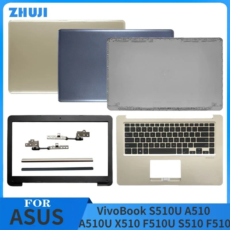 

New Laptop LCD Back Cover/Front Bezel/Hinges For ASUS VivoBook S510U A510 A510U X510 F510U S510 F510 Top Back Case Plastic Blue