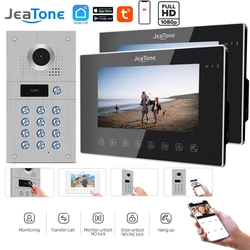 Jeatone-Sistema de intercomunicador de vídeo Wifi para el hogar, 7 pulgadas, soporte de detección de movimiento, grabación, 1080P, visión nocturna, cámara de timbre