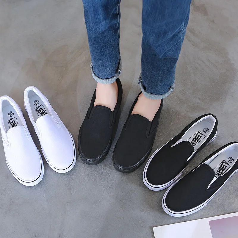 Hand Painted Canvas Shoes Comfortable White Black Spring Male Female Couple Student Lightweight Elastic Sneakers Tênis Feminino image 3