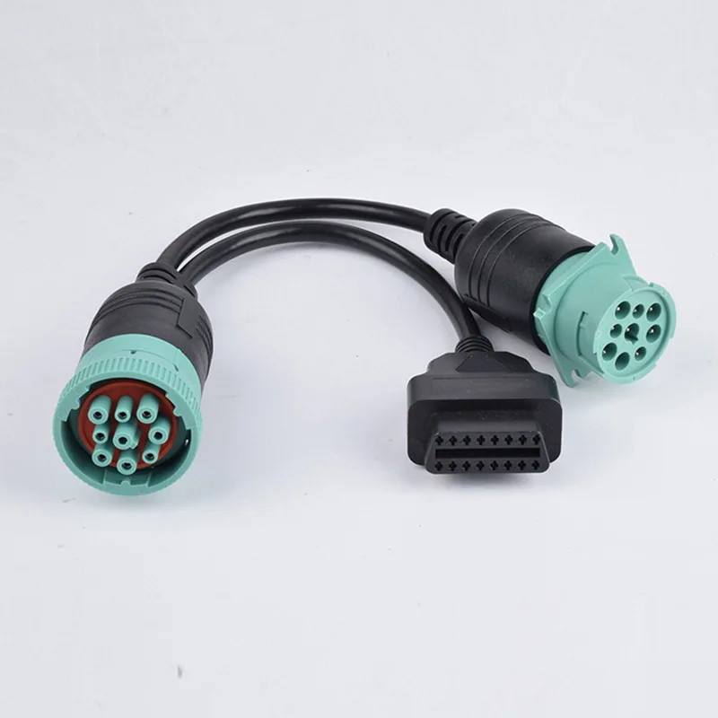 9 Pin To OBD2 16PIN Interface Truck Y Cable Adapter  J1939 9pin OBD Adapter cable Car Scanner Auto OBDII Y Splitter Connector