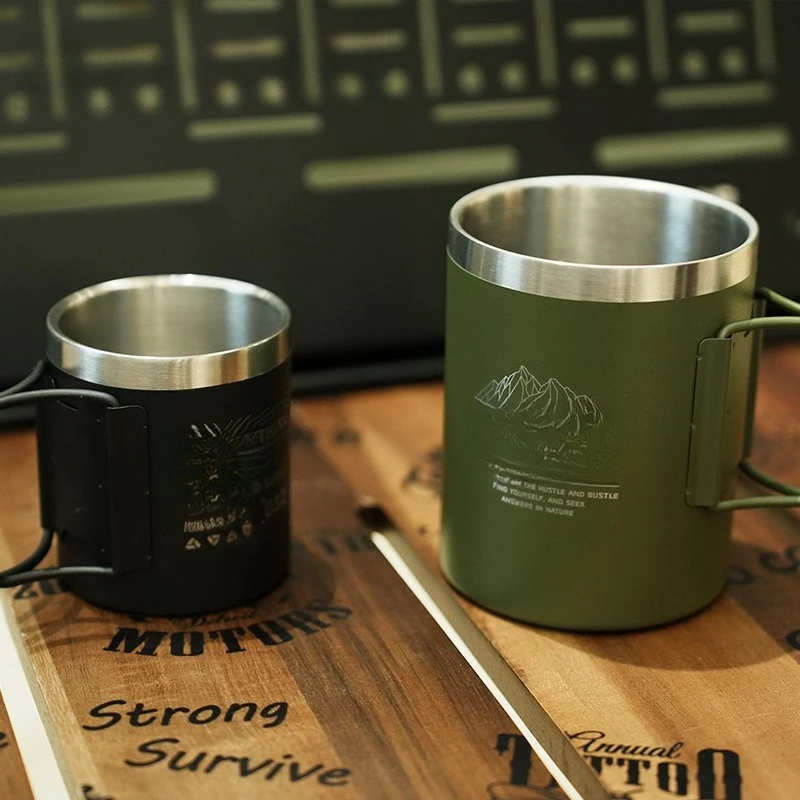 

Outdoor Camping Hiking Double Folding Accompanying Cup Coffee Cup Picnic Tactical Cup