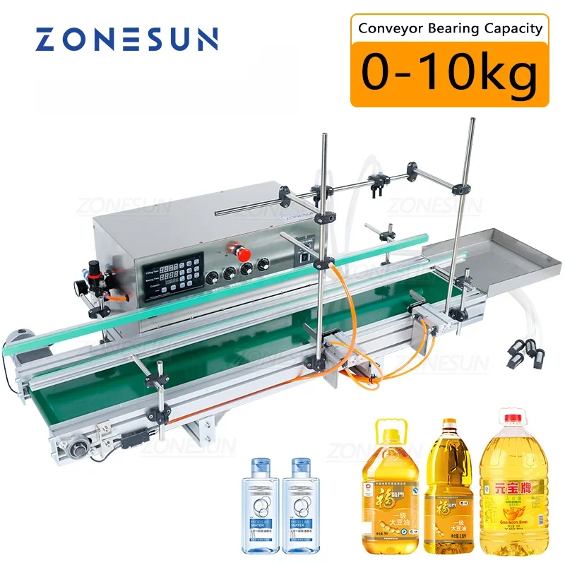 

ZONESUN Automatic Heavy Loading Liquid Beverage Juice Edible Oil Filling Machine Water Milk Four Nozzles Filler Big Flow