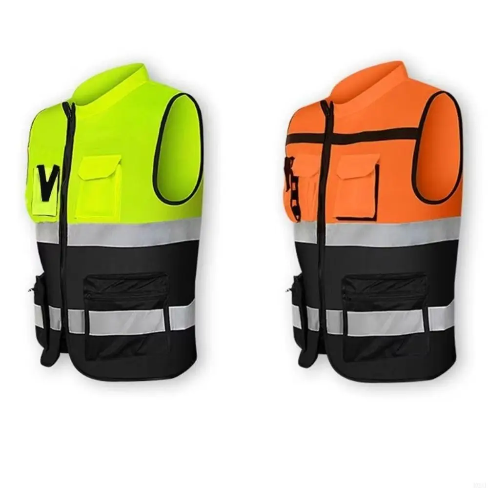 High Visibility Reflective Vest with Pocket One Size Construction Clothes Warning Security Safety Running Gear Motorcycle